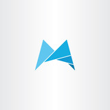 m logo light blue letter icon vector