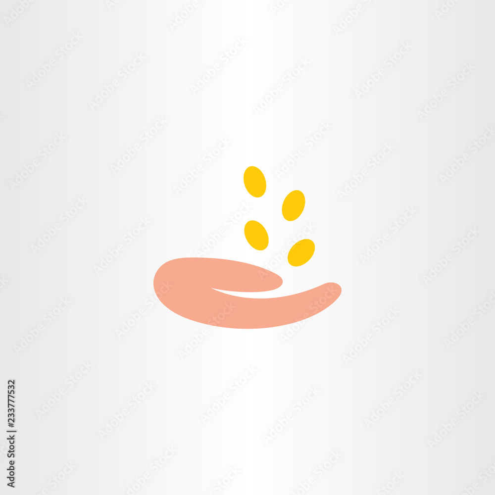 money falling in hand collecting coins icon vector money falling in hand collecting coins icon vector