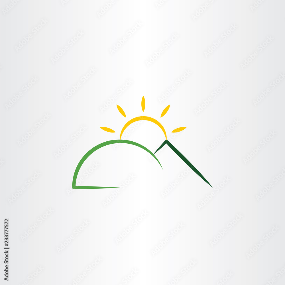 Obraz premium mountain sun sunset logo icon design element vector