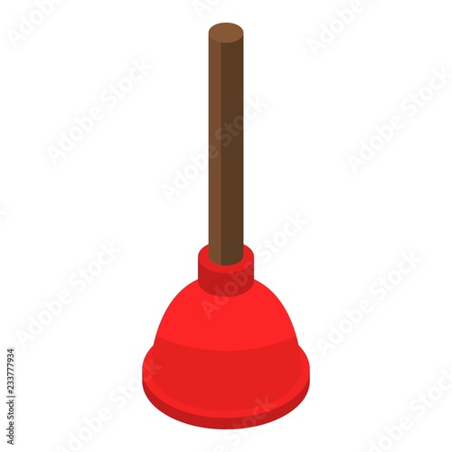 Toilet plunger icon. Isometric of toilet plunger vector icon for web design isolated on white background