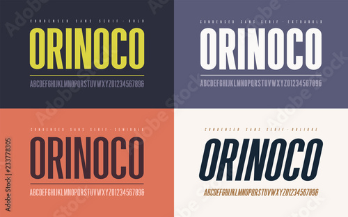 Orinoko condensed bold, semibold, extrabold and oblique san seri