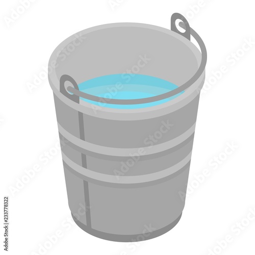 Metal bucket icon. Isometric of metal bucket vector icon for web design isolated on white background