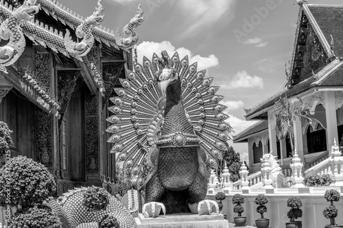 Animal statues in the mythology of Buddhism. photo