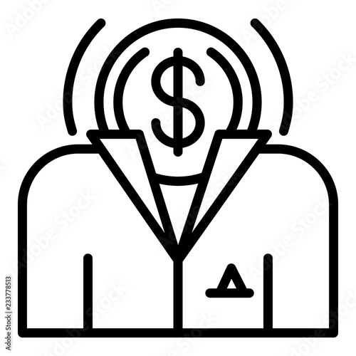 Money bribery face icon. Outline money bribery face vector icon for web design isolated on white background