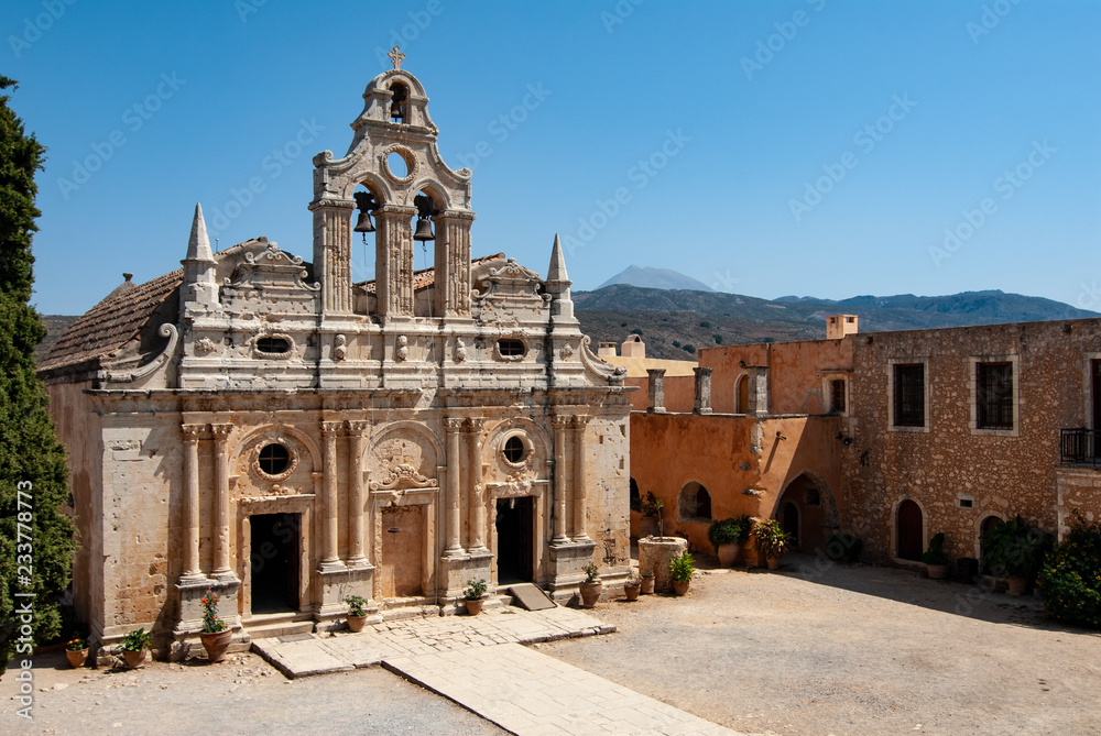 facade of church in monastery arkadi facade of church in monastery arkadi