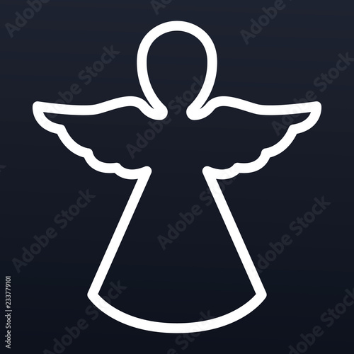 Xmas angel icon. Outline xmas angel vector icon for web design isolated on black background