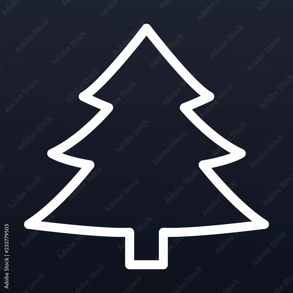 Fototapeta premium Christmas fir tree icon. Outline christmas fir tree vector icon for web design isolated on black background
