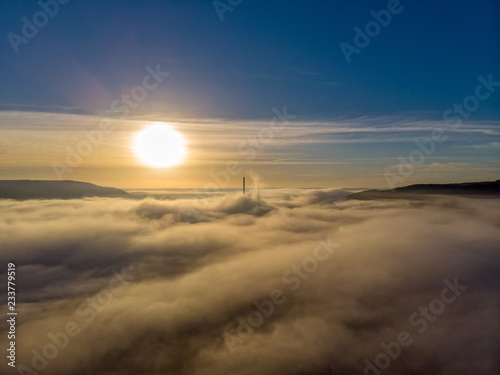 Jena Thuringia above the fog with a view towards Winzerla