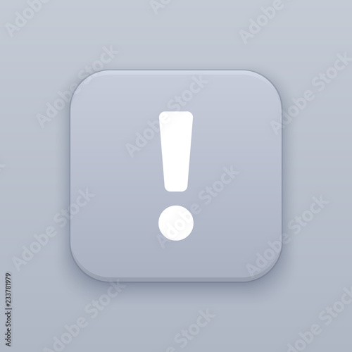 Exclamation, gray vector button with white icon