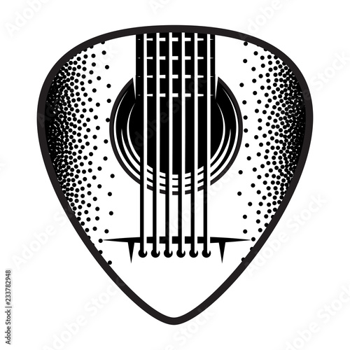 Stylish monochrome plectrum for guitar. Vector illustration