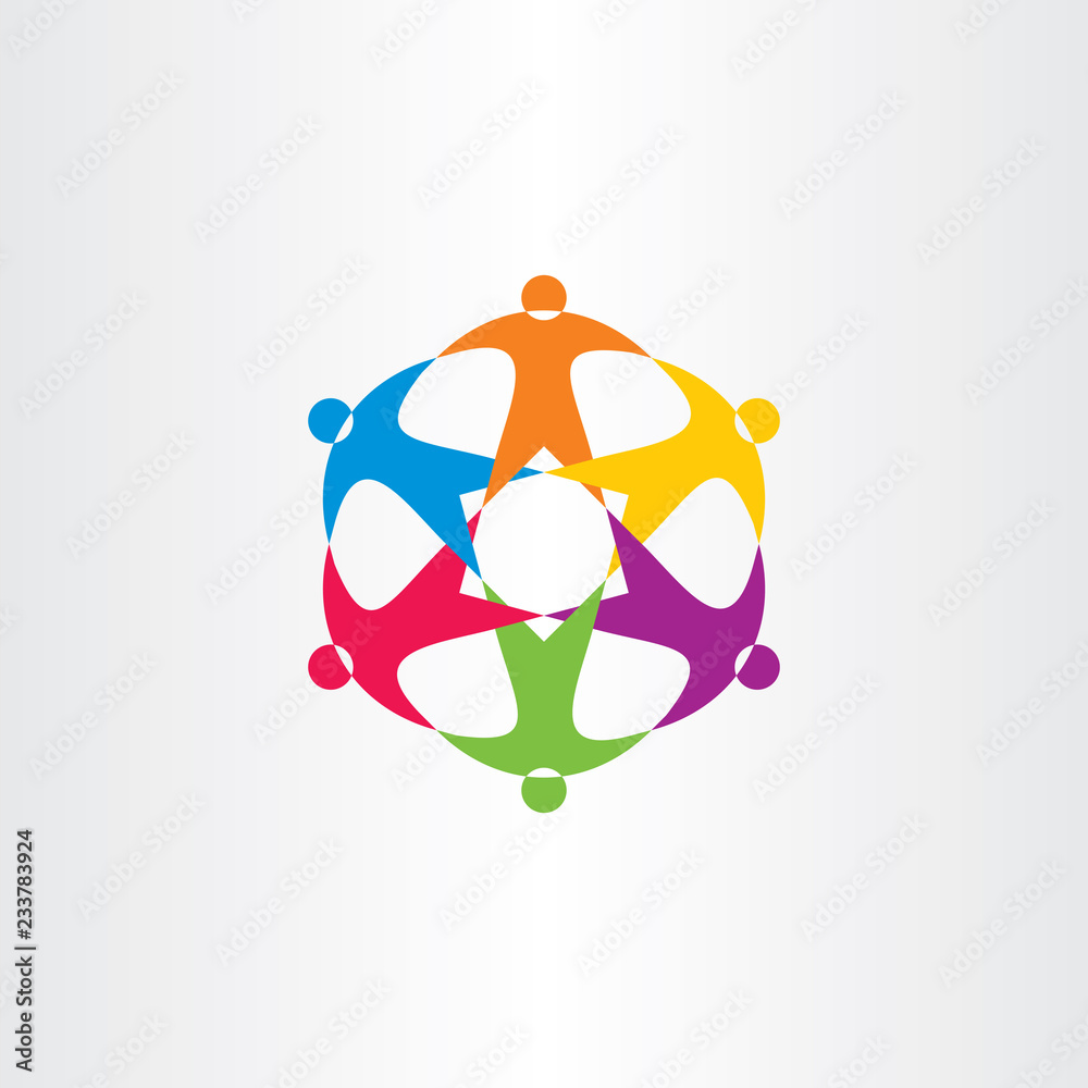 Obraz premium team people circle colorful logo connection icon sign