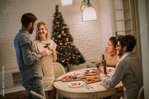 Friends celebrating Christm...
