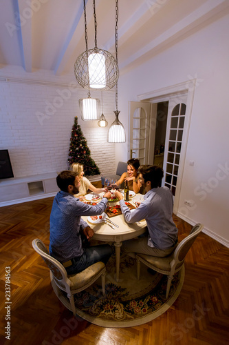 Friends celebrating Christm...