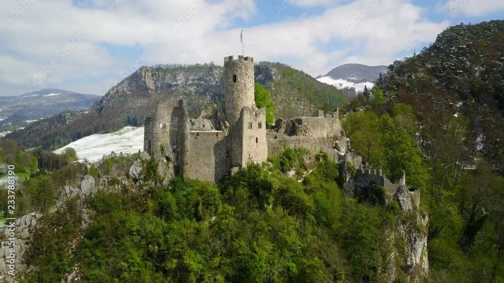 Aerial of Neu-Falkenstein Castle (1145 AD) Winter Aerial of Neu-Falkenstein Castle (1145 AD) Winter
