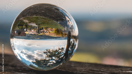 Crystal ball landscape shot at Pilgramsberg-Bavaria-Germany