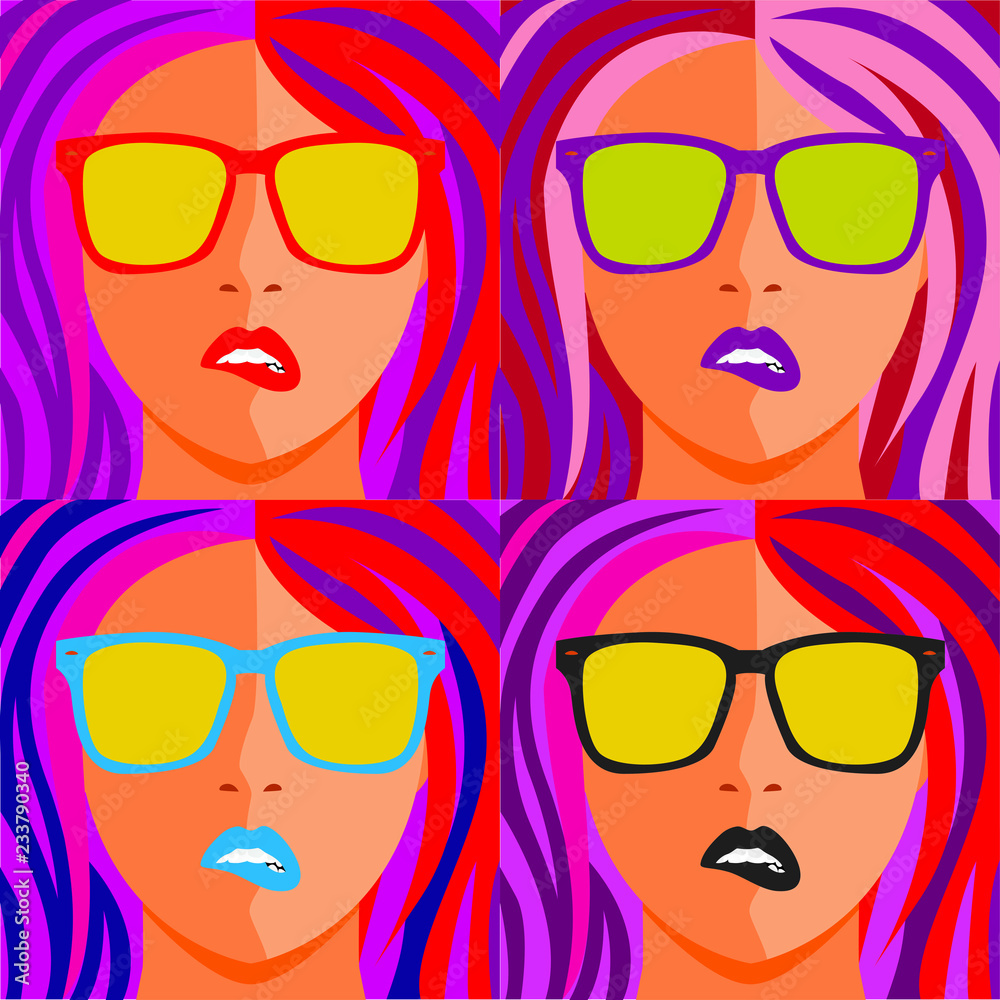 Female close up portrait. Abstract woman. Vector illustration