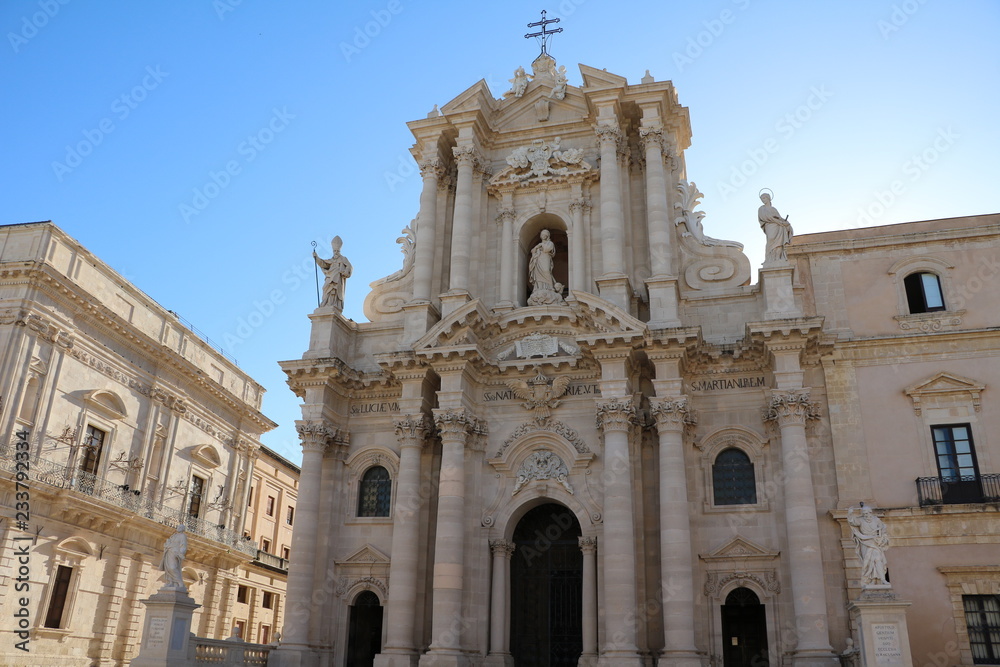 Cathedral of Syracuse at Piazza duomo in Ortygia Syracuse, Sicily Italy