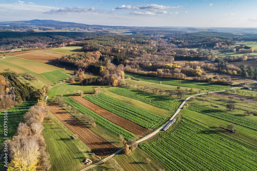 Fototapeta premium Landschaft um Pinkafeld im Burgenland (A) Luftaufnahme (A)