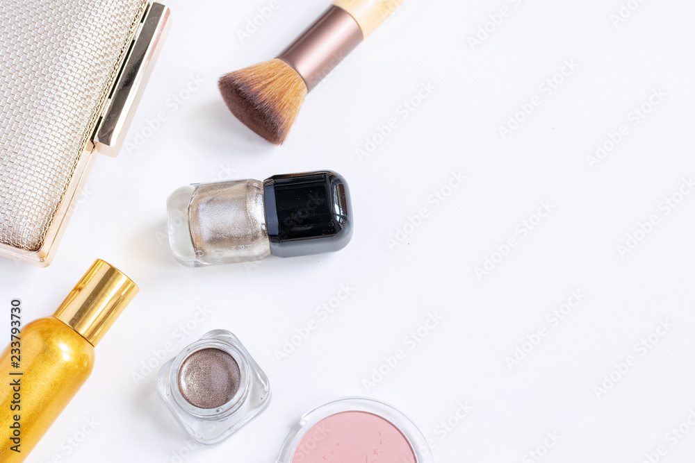 Female beauty accessories flat lay Female beauty accessories flat lay