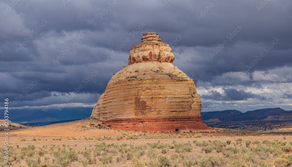 Bell Rock in Utah on cloudy day