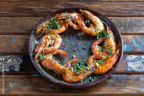 Schilderij op canvas Fried Gambas