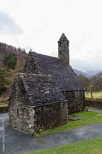 Saint Kevin's Kitchen at the Glendalough Monastic Site in Wicklow, Ireland