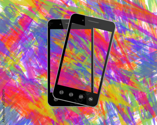 modern smart-phones on the colored background