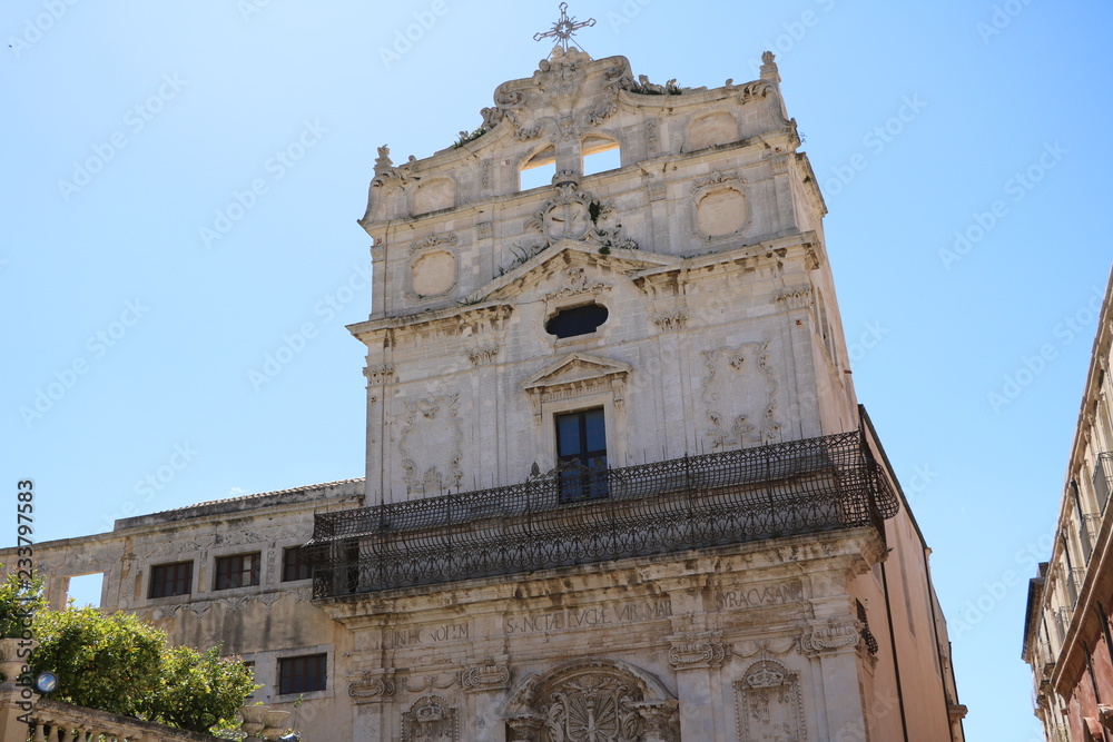 Church Santa Lucia alla Badia at Piazza duomo in Ortygia Syracuse, Sicily Italy
