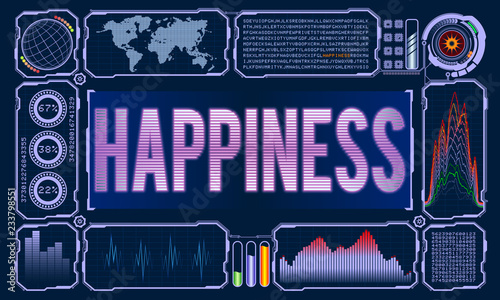 Futuristic User Interface With the Word Happiness
