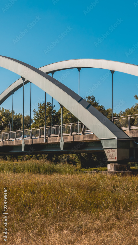 Obraz premium Smartphone HD wallpaper of beautiful view of the Isarbridge Plattling - Bavaria - Germany