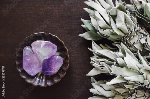 Amethyst with White Sage Smudges photo