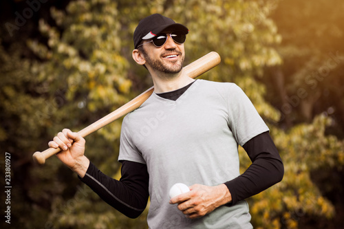 Photography smiling baseball player