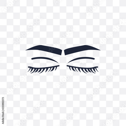 Closed eyes with lashes and brows transparent icon. Closed eyes with lashes and brows symbol design from Human Body Parts collection. Simple element vector illustration. Can be used in web and mobile.