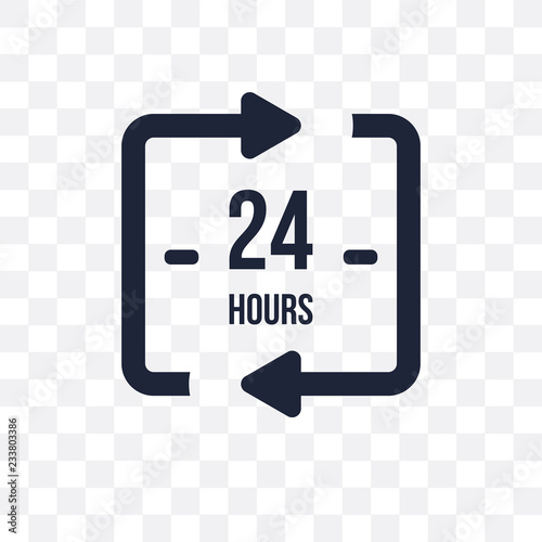 24 hours transparent icon. 24 hours symbol design from Time managemnet collection. Simple element vector illustration. Can be used in web and mobile.