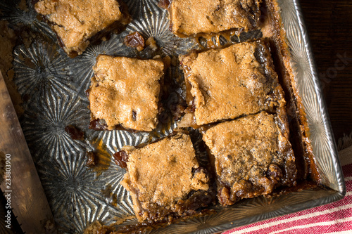 Close up of butter tart on baking tray photo