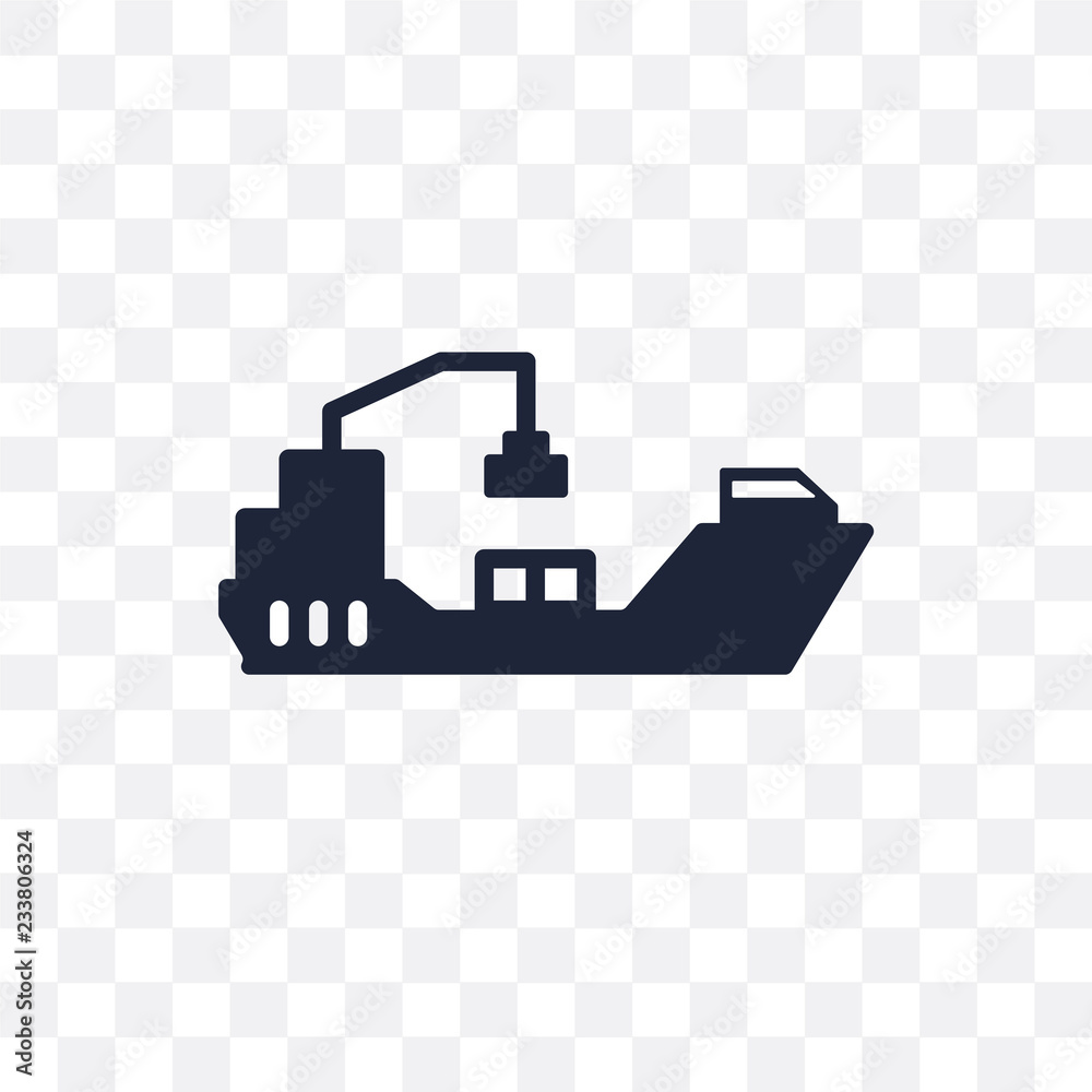 Cargo ship transparent icon. Cargo ship symbol design from Transportation collection. Simple element vector illustration. Can be used in web and mobile.