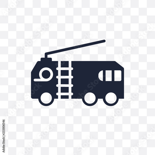 Fire truck transparent icon. Fire truck symbol design from Transportation collection. Simple element vector illustration. Can be used in web and mobile.