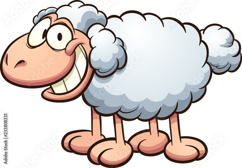 Happy cartoon sheep. Vector clip art illustration with simple gradients. All in a single layer. 