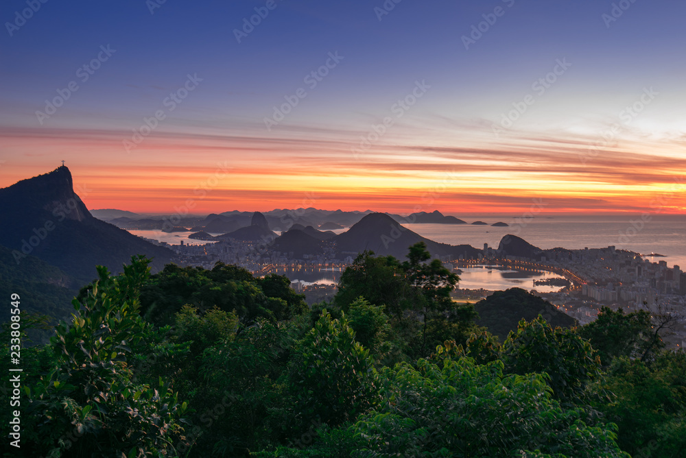Beautiful View of Rio de Janeiro Before Sunrise at Chinese View (Vista Chinesa)