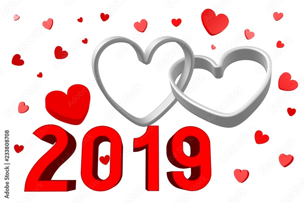 2019 New Year concept - hearts