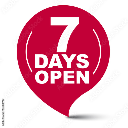 red vector banner seven days open
