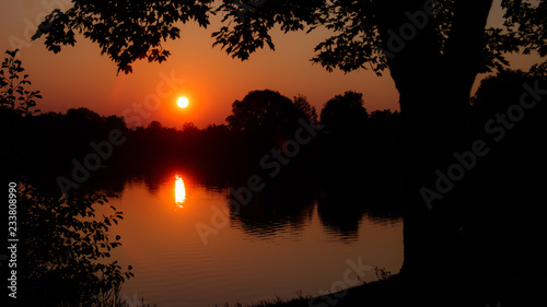 Beautiful sunset near Mamming-Isar-Bavaria-Germany photo