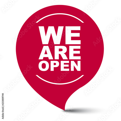 red vector banner we are open