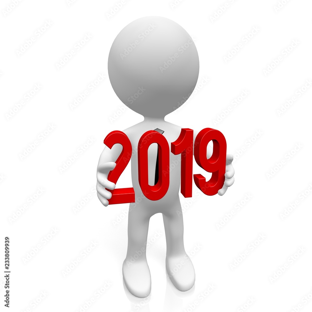 2019 New Year concept - cartoon character 2019 New Year concept - cartoon character