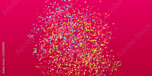 Confetti on isolated background. Bright explosion. Colored firework. Geometric texture with colorful glitters. Image for banners, posters and flyers. Greeting cards