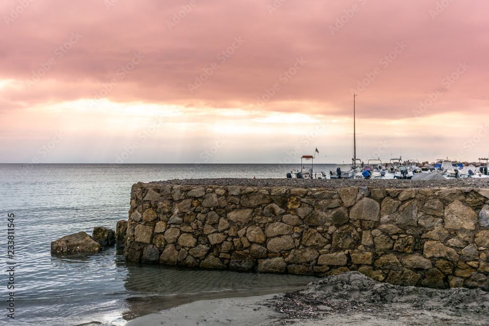 The Tuscan sea and a marina in Autumn at sunset  - 1