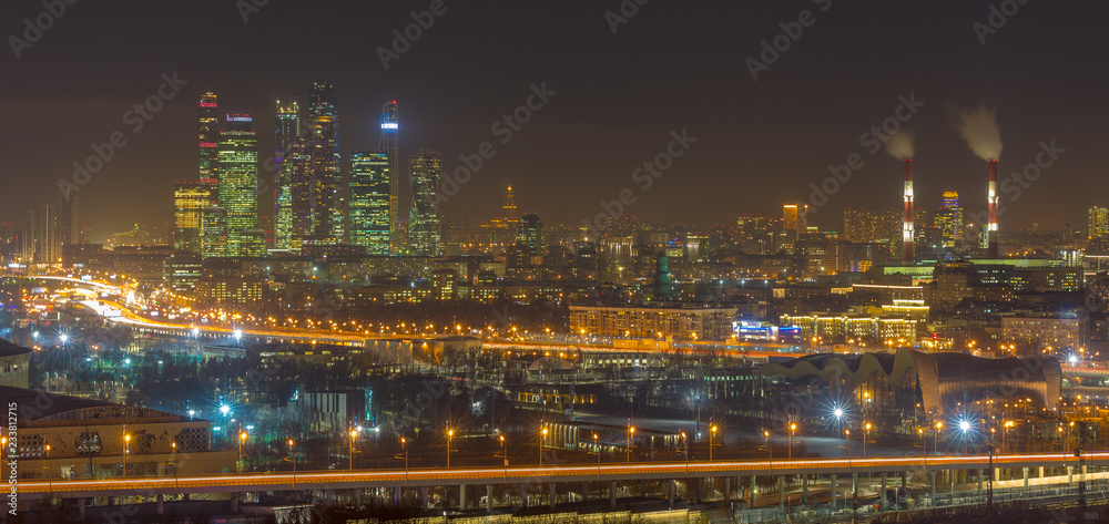 Fototapeta premium City Lights of Downtown Moscow