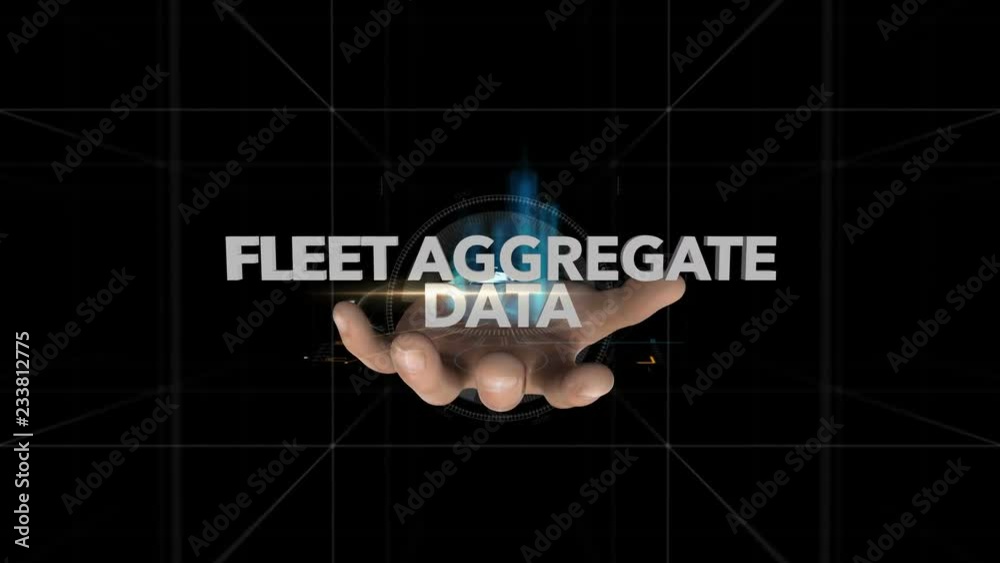 Hand Reveals Hologram Word-FLEET AGGREGATE DATA Hand Reveals Hologram Word-FLEET AGGREGATE DATA