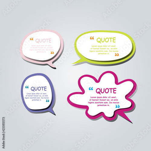 Colored text bubble set speech box vector template design