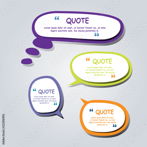 Colored text bubble set speech box vector template design